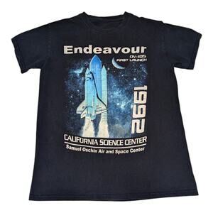 Vintage Endeavour Rocket Ship Tee Shirt Graphic Print California Space Center